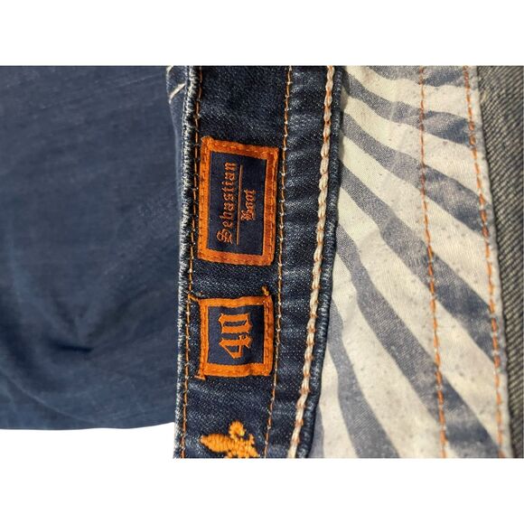 Rock Revival Mens Dark Wash Sebastian Boot Cut Denim Jeans Size 40 - Picture 6 of 11